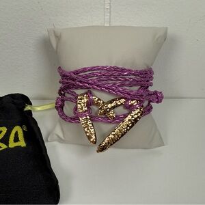ZUMBA Gold Heart Wrap Around Bracelet NEW Purple Metallic NWOT
